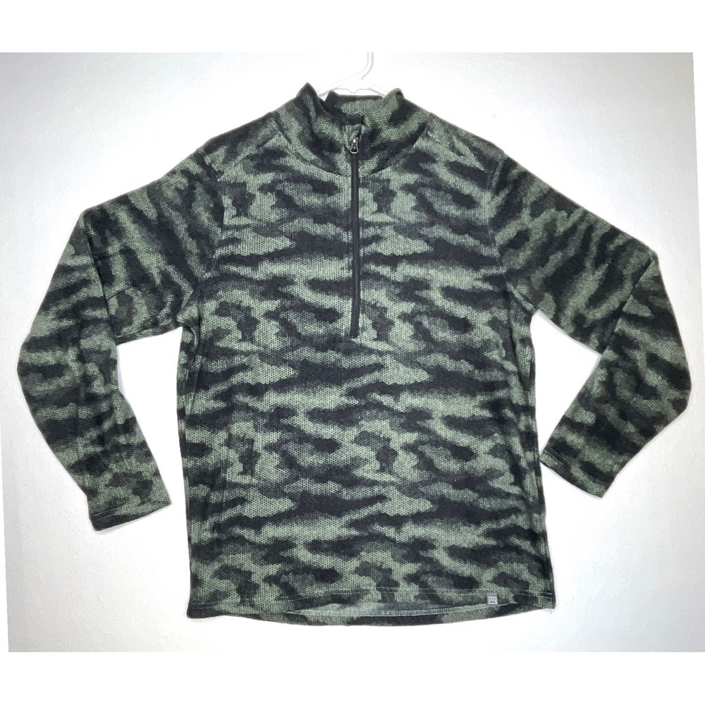 Avalanche Mens Pullover Quarter Zip Camo Fleece Size M Green Black